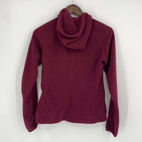 North Face Masonic Fleece Full Zip Hoodie Jacket Size Small Maroon Red Polartec - Picture 2 of 12